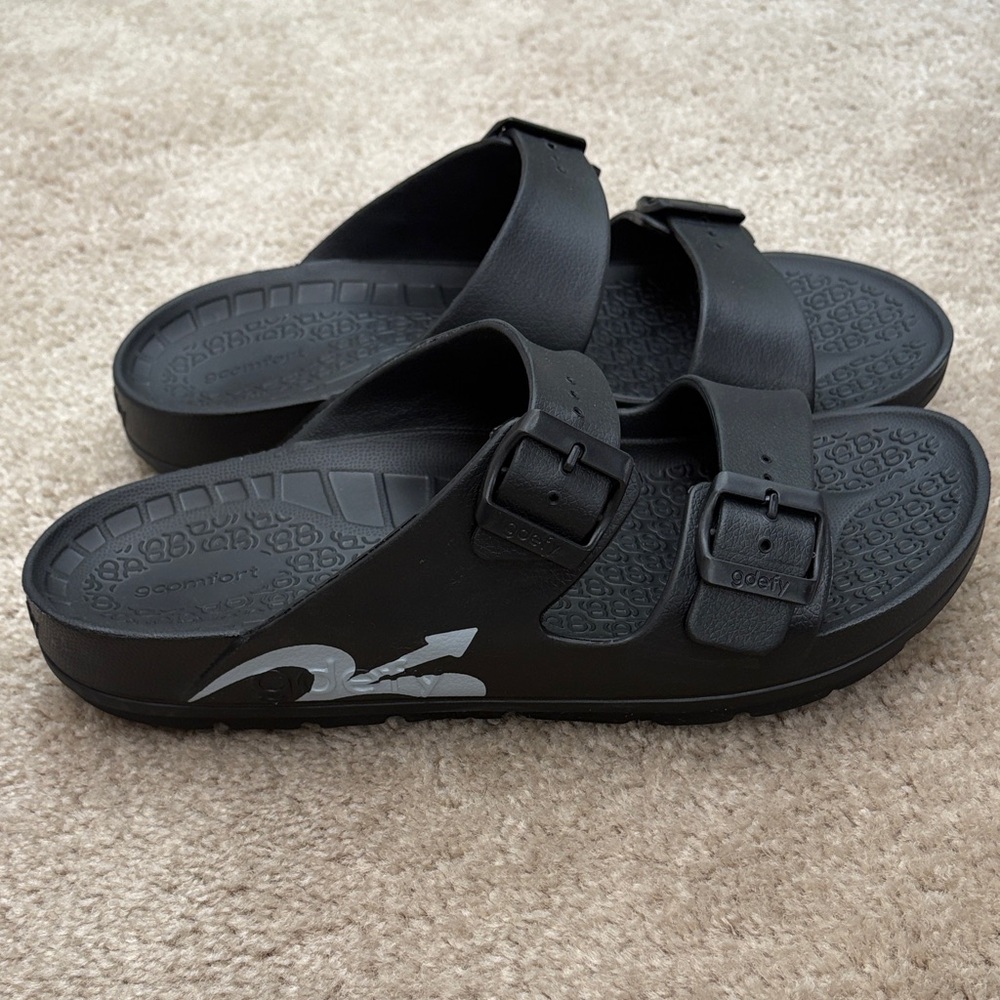 Gdefy Black Comfort Slide Sandals